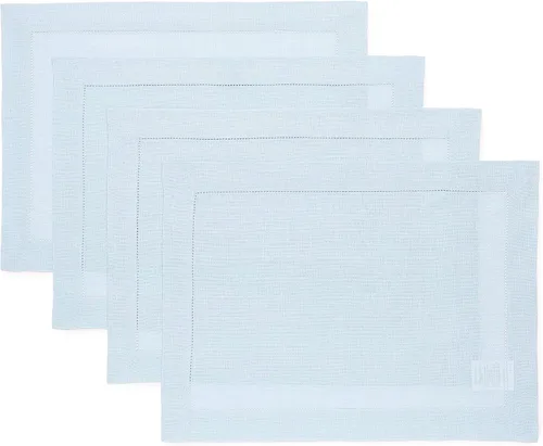 Miniatura 65 de Solino Home Juego de 4 manteles individuales de lino – Manteles individuales clásicos con vainica azul cielo de 14 x 19 pulgadas – manteles 09: Azul