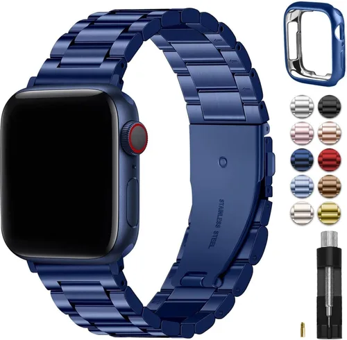 Miniatura 11 de Fullmosa Banda de Metal Compatible con Correas de Apple Watch de 1.61, 1.58, 1.5, 1.81, 1.93, 1.77, 1.73, 1.65 pulgadas, Correa iWatch con Estuche