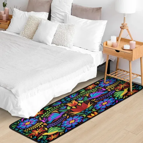 Miniatura 5 de Alfombras de cocina coloridas mexicanas con diseño floral para interiores y exteriores, antideslizantes, alfombra de pasillo, alfombra