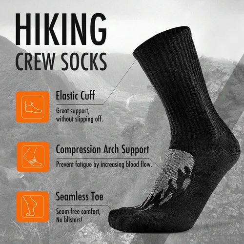 Miniatura 2 de KitNSox Paquete de 14 calcetines de lana merina para hombre y mujer, calcetines para senderismo y correr, cálidos, gruesos, acolchados, para caminar