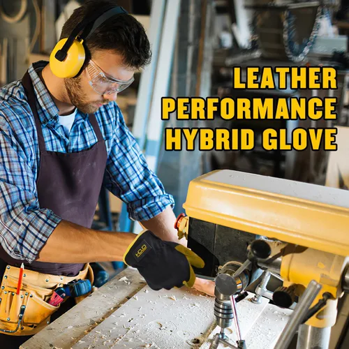 Miniatura 3 de AIGEVTURE Mens Leather Gardening Gloves Cowhide Leather Work Gloves Mechanics Construction