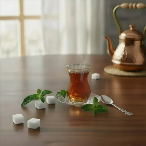 Miniatura 6 de Juego de 6 vasos de té turco con platillos, tazas de té transparentes de diseño especial para bebidas calientes y té de hierbas, tazas de té