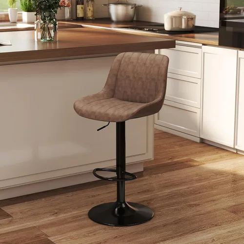 Miniatura 25 de Youhauchair - Juego de 1 taburete de bar, taburetes giratorios de altura de mostrador con respaldo, sillas de bar ajustables de piel sintética
