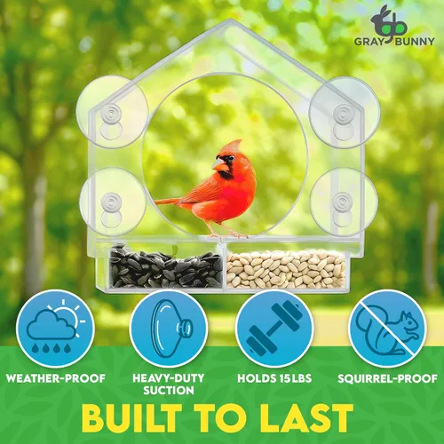 Miniatura 5 de Comedero para pájaros montado en la ventana con fuertes ventosas - Regalos para abuela Observación de aves Regalos para abuelo Observación de aves