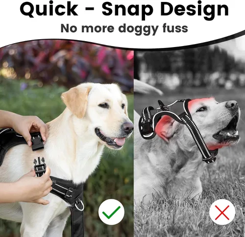 Miniatura 2 de Arnés sin tirones para perro, chaleco reflectante para cachorros para perros pequeños, medianos y grandes (negro, XS)