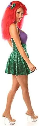 Miniatura 4 de Conjunto de disfraz de sirena para Halloween, Navidad, cosplay, juego de rol, verde y morado, Verde, púrpura