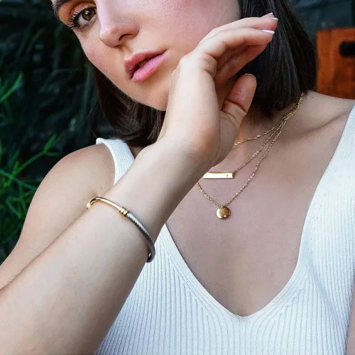 Miniatura 2 de WISTIC Gold Bracelet Bangle for Women Girls Silver Mixible Cable Wire Cuff Twisted Chunky Polished Bracelet for Girls Stainless Steel Vintage Jewelry
