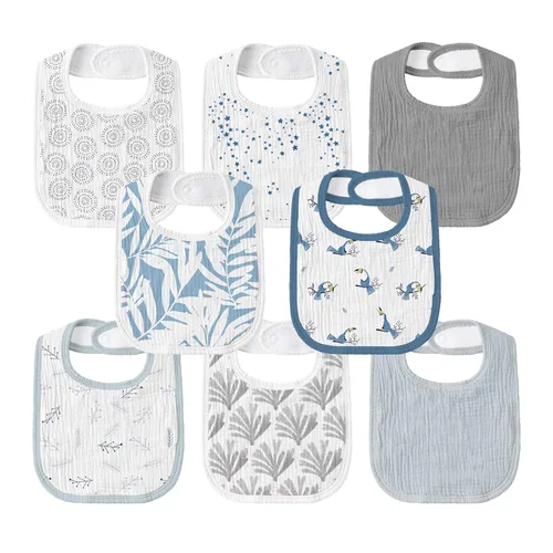 Miniatura 22 de Baberos de muselina para bebé, paquete de 8, baberos para babear y dentición para bebé, absorbentes, suaves de algodón orgánico, babero ajustable