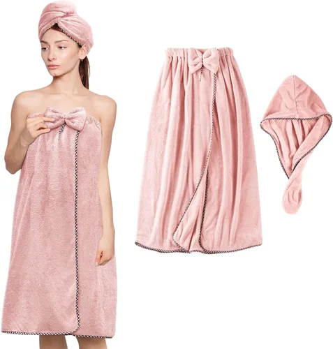 Miniatura 9 de Toalla de baño de microfibra para mujer, ajustable, suave, con toalla para el pelo, para ducha, después del cuerpo y la cabeza, súper absorbente