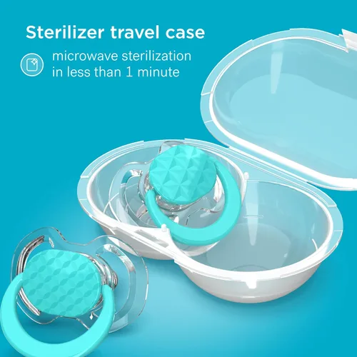 Miniatura 5 de Smilo Chupete para bebé, paquete de 2 chupetes delgados para bebés con caja de esterilización, etapa 3 para bebés de 9 meses en adelante, chupetes
