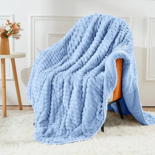 Miniatura 16 de Uttermara Manta con peso de vellón para adultos, tamaño individual, 15 libras, manta suave con peso Sherpa para dormir y relajarse, manta pesada