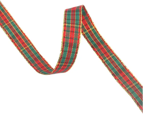 Miniatura 2 de Cinta de Navidad a cuadros 25 yardas cada rollo 100% poliéster con borde tejido gingham para manualidades navideñas, envoltura de regalos