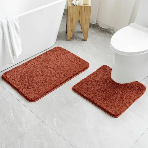 Miniatura 32 de MIULEE Juego de 2 alfombras de baño antideslizantes peludas extra gruesas y suaves, alfombrillas de baño de microfibra suave absorbente de agua