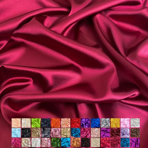 Miniatura 17 de Yard - Tela de satén sedosa elástica de alta calidad - Tela para vestidos y faldas - Suave como la seda, brillo metálico, ideal para bodas y diseño