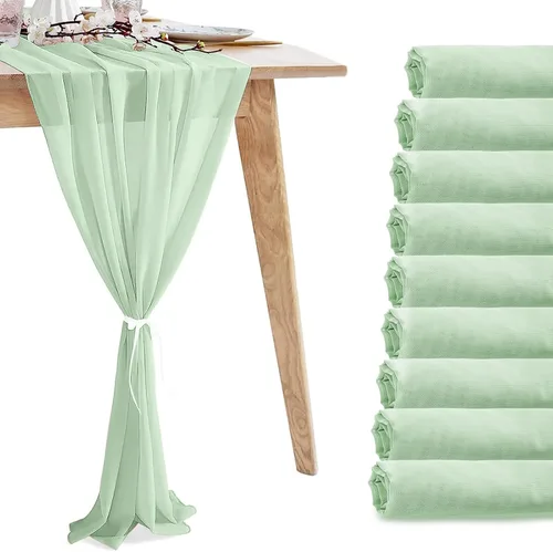 Miniatura 9 de Paquete de 10 Caminos de Mesa de Gasa Rosa Bebé de 10 Pies para Boda, Camino de Mesa de Tul Romántico Transparente para Navidad, Boda, Novia, Fiesta