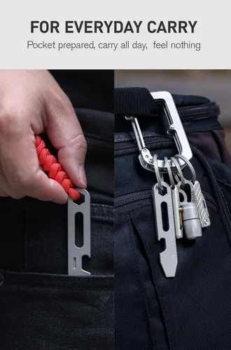 Miniatura 8 de KEEPO LINK Barra de palanca EDC de titanio multiherramienta, herramienta de llavero de palanca 4 en 1 con abrebotellas, llave hexagonal y regla de 5