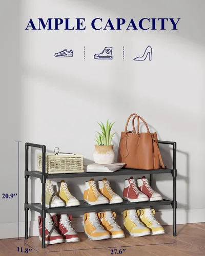 Miniatura 2 de Kitsure Zapatero – Organizador de zapatos de 2 niveles, zapatero para armario, entrada, dormitorio, estante de almacenamiento de fácil montaje