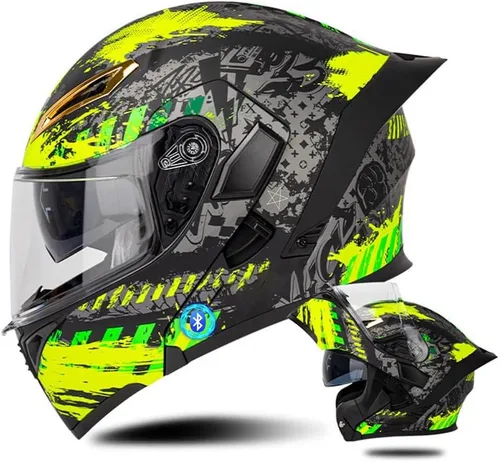Miniatura 15 de Casco de motocicleta Bluetooth modular, casco moto plegable con visera interior, visera solar, doble lente de seguridad, casco aprobado por DOT