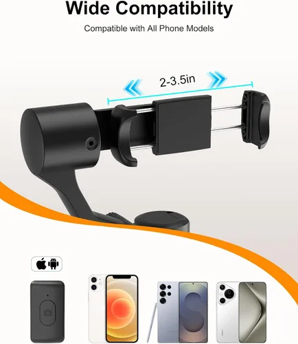 Miniatura 7 de Trípode de seguimiento automático de doble eje de 70 pulgadas, horizontal de 360° y palo selfie giratorio vertical de 130° para iPhone, Android