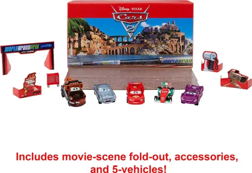 Miniatura 3 de Mattel Disney and Pixar Cars - Juego de 5 autos coleccionables de juguete y carrito de herramientas, inspirado en el Gran Premio Mundial de Cars 2