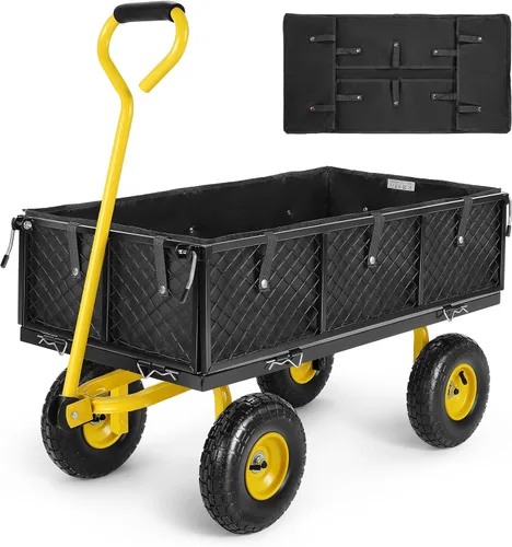 Miniatura 17 de Carrito de jardín, carrito de jardín de acero de malla de servicio pesado de 880 libras de capacidad con lados removibles para convertir
