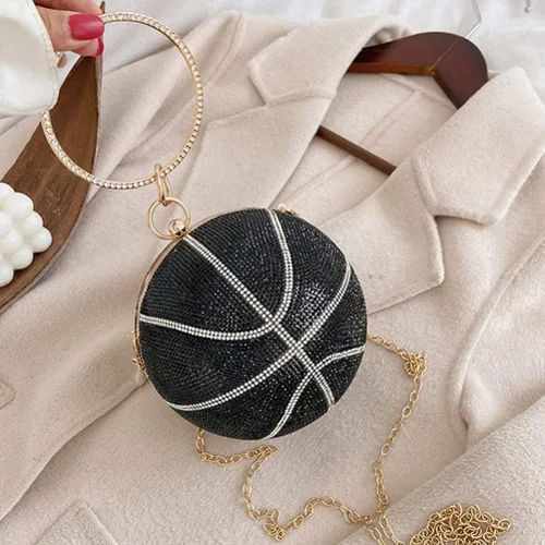 Miniatura 6 de ValiCLUD - Bolso de noche para mujer, redondo, con forma de baloncesto