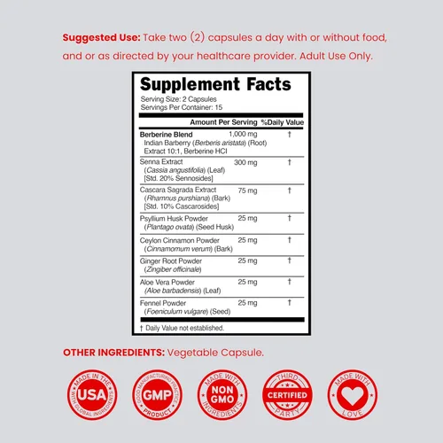 Miniatura 6 de Suplemento GLP-1 para mujeres y hombres (30 unidades) GLP1 Berberina 15 días limpieza intestinal desintoxicación y limpieza apoyo del metabolismo