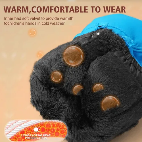 Miniatura 5 de Andake Guantes de esquí para niños, impermeables y transpirables, guantes de nieve cálidos de invierno para edades de 4 a 7 años, para bebés y niños