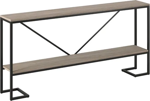 Miniatura 6 de Phoebe - Mesa consola rectangular de 64 pulgadas de ancho en bronce ennegrecido/roble gris envejecido