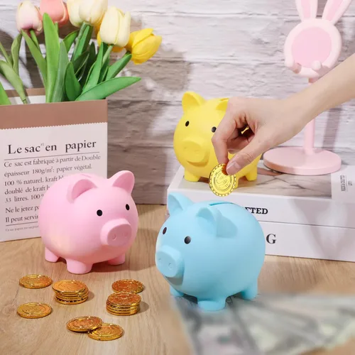 Miniatura 4 de Gerrii 9 hucha de plástico a granel para niños, caja de dinero de cerdo grande, irrompible, caja de ahorro para adultos, niñas, niños, Pascua