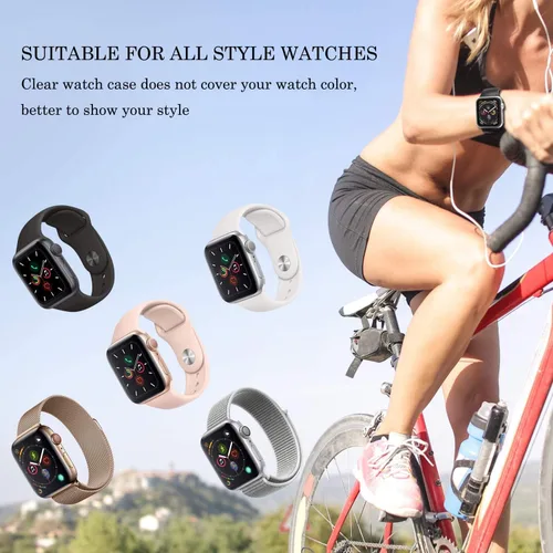 Miniatura 9 de Paquete de 2 fundas rígidas compatibles con Apple Watch Series 6, 5, 4, SE, de 1.575 pulgadas, protector de pantalla de vidrio templado, cobertura
