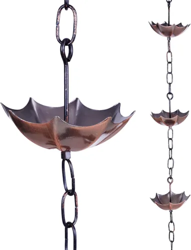Miniatura 12 de Topadorn Cadena de lluvia de 8.5 pies con 12 tazas de loto, cadena de agua alternativa de lluvia de canalón de metal para jardín al aire libre