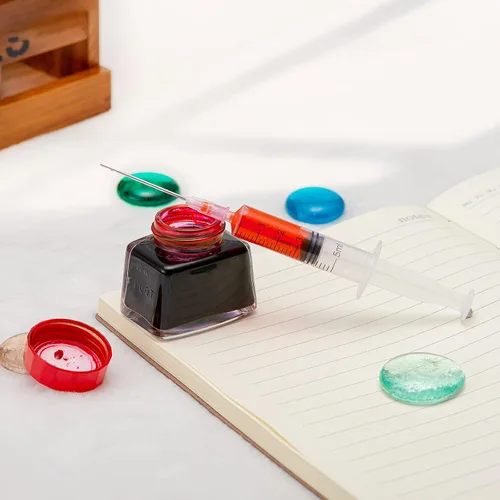 Miniatura 3 de Jeringa de plástico de llenado de tinta de 5 ML/CC con punta de aguja de acero inoxidable romo para pluma estilográfica, impresora