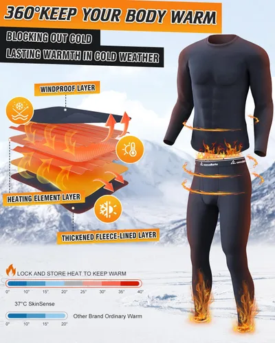 Miniatura 4 de CL convallaria Long Johns - Ropa interior térmica para hombre, forro polar suave, capa base para clima frío, conjunto de regalo