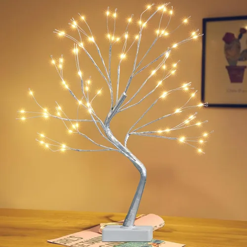 Miniatura 7 de EAMBRITE Soporte para Regalo de Árbol de Dinero, Árbol de Abedul Iluminado de 2 Pies 24LED, Temporizador Alimentado por Batería/USB, Pantalla
