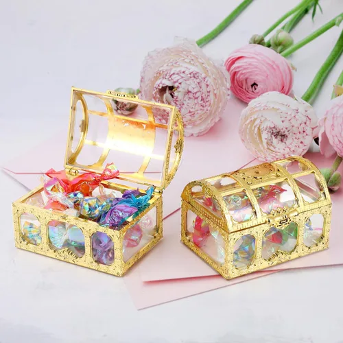Miniatura 8 de Amosfun 10 cajas de dulces pequeñas mini cofre del tesoro vintage, cajas de recuerdos de boda, aniversario, cumpleaños, fiesta, suministros de 1.97