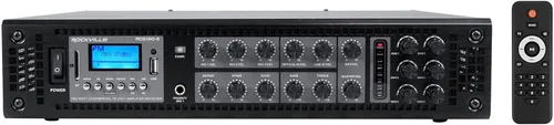 Rockville RCS180-6 180W 6-Zona 70v Amplificador Comercial, Bluetooth, USB/SD/RCA, Mic, Entradas Ópticas, FM, para Restaurantes/Oficinas