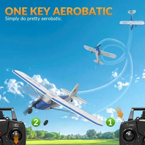 Miniatura 3 de VOLANTEXRC Avión Entrenador RC Sport Cub 4CH con control remoto, avión con protector de hélice, estabilizador de giro de 6 ejes y 3 modos de vuelo