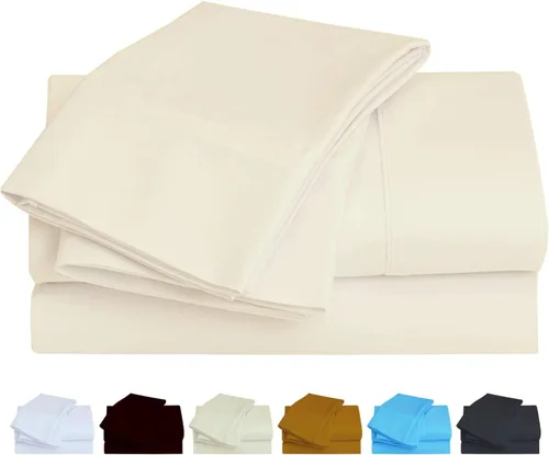 Miniatura 7 de Juego de sábanas de 1000 hilos de 4 piezas, súper suave, elegante y de alta calidad, 100% algodón egipcio, viene con bolsillo profundo de 18 Blanco