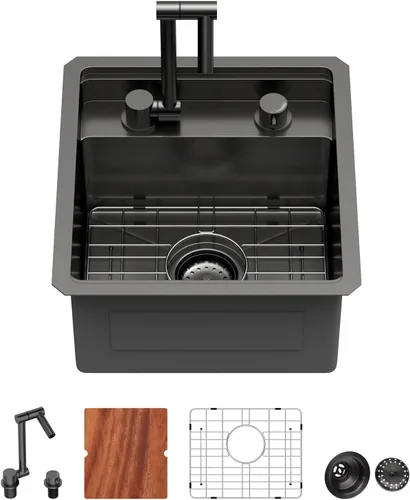 Miniatura 29 de Fregadero de Montaje Bajo de 13 Pulgadas - Beslend 13”x15”x9” Fregadero de Cocina de Acero Inoxidable de Montaje Bajo Calibre 16 Fregadero de Cocina