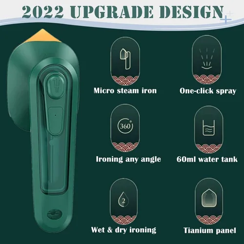 Miniatura 5 de Vaporizador de mano para ropa, mini máquina de planchar con tanque de agua de 3.4 fl oz, vaporizador de mano para viajes húmedos y secos, plancha