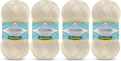 Miniatura 9 de 105001 - Hilo para tejer y ganchillo crema, 2 madejas (2 x 383 yardas), 100% microfibra acrílica
