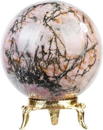 Miniatura 12 de Crocon Bola de esfera de piedra de sangre africana de 1.969 in con soporte de metal, más de 1400 quilates, bola de piedras preciosas curativas