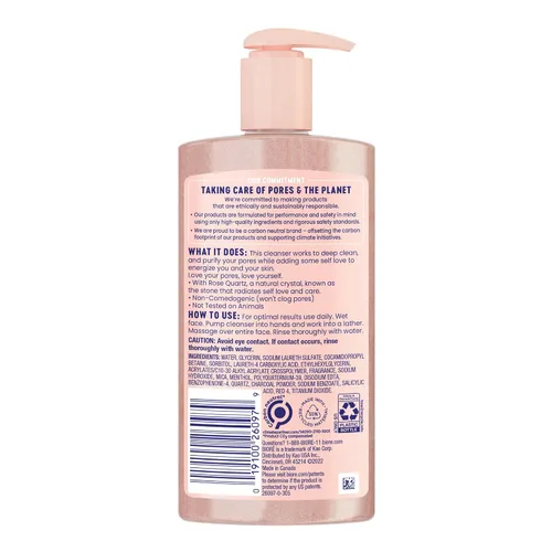 Miniatura 7 de Limpiador diario purificante Bioré Cuarzo Rosa + Carbón, limpiador facial libre de aceite energiza la piel, dermatológicamente probado y sin