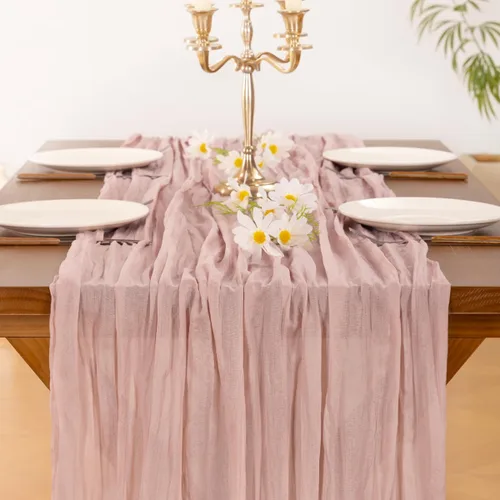 Miniatura 5 de Socomi - 10 caminos de mesa de gasa, estilo bohemio y rústico, para primavera, Pascua, bodas, fiestas, baby showers, cumpleaños y decoración, 120