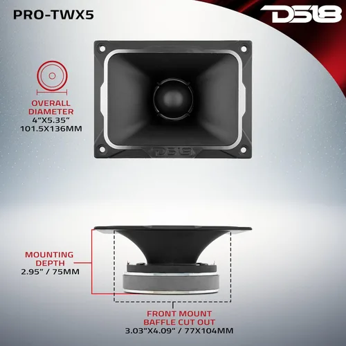 Miniatura 6 de DS18 PRO-TWX5 Tweeter Super Bullet de Aluminio de 1.5" VC 500W Máximo, 250W RMS, 4 Ohmios con Tweeters Crossover Incorporados son Los Mejores