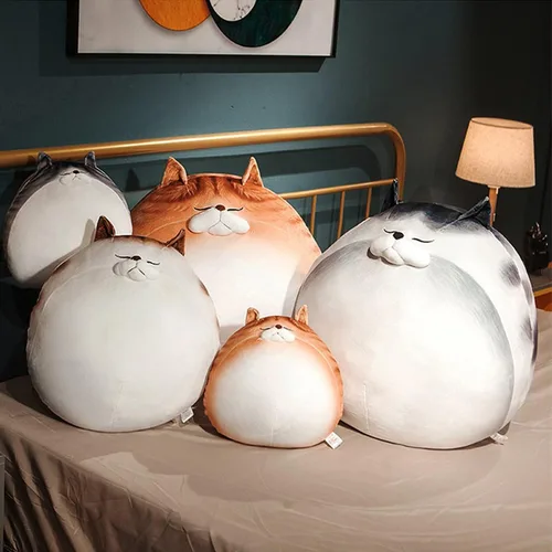 Miniatura 6 de ARELUX Almohada de felpa de gato gordito de 11.8 pulgadas de alto, lindo gatito gordo de peluche, adorable almohada para abrazar, peluche de anime