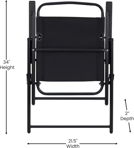 Miniatura 9 de Flash Furniture Mystic - Sillas plegables para patio, sillas de césped de textileno para exteriores con reposabrazos, juego de 2, color negro