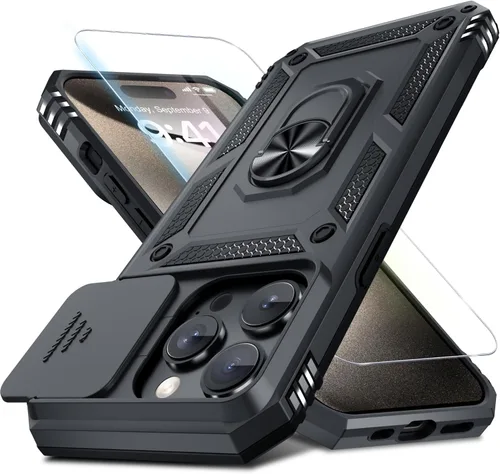 Miniatura 36 de Janmitta - Funda para iPhone 14 Pro con cubierta deslizante para lente de cámara incorporada + protector de pantalla, funda de cuerpo completo