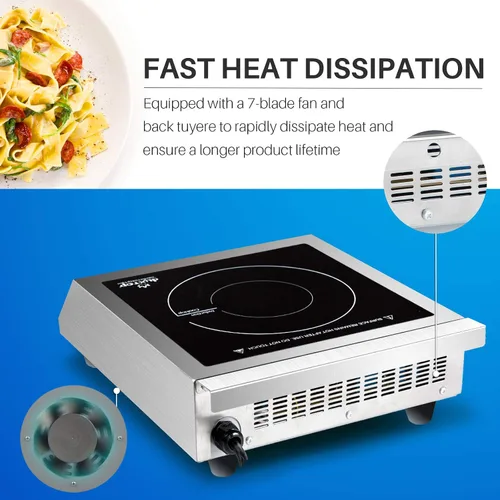 Miniatura 12 de Duxtop Quemador de inducción portátil profesional, quemador de encimera de gama comercial, quemador de inducción de 1800 vatios con sensor táctil
